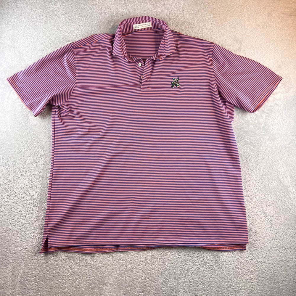 Holderness & Bourne Mens The Maxwell Polo Shirt XXL Amaretto Cobalt Striped Golf